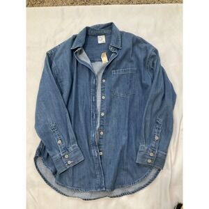 Offline by Aerie Size XS Women Long Sleeve Button Down Denim Jean Shirt  NWT